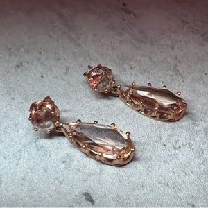 Light Pink Faux Morganite Teadrop Pierced Earrings